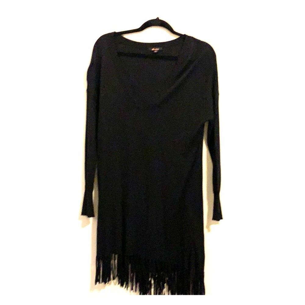 Ella moss black long sleeve low V neck sweater